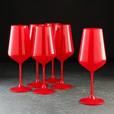 Набор бокалов для вина «Сандра», 450 мл, 6 шт, цвет красный Crystal Bohemia