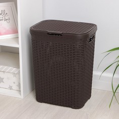 Корзина для белья с крышкой «Ротанг», 40 л, 37?29?48 см, цвет коричневый Violet