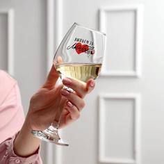 Дорого внимание Бокал для вина «Выпьем за любовь», тип нанесения рисунка: деколь, 350 мл