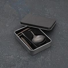 Набор столовых приборов Parts, 3 предмета, разборные, цвет чёрный No Brand