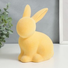 Сувенир керамика "Крольчонок" жёлтый флок 14,5х8,2х13,5 см No Brand