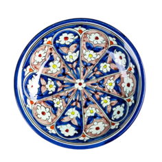 Тарелка Риштанская Керамика "Цветы", синяя, глубокая, 20 см МИКС Shafran