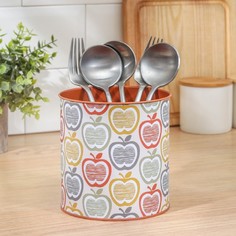 Подставка для столовых приборов металлическая «Фрукты и цветы», 12?13 см, яблоко No Brand