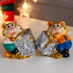 Копилка полистоун "Тигрёнок с сейфом" МИКС 10,5х6,5х10 см No Brand