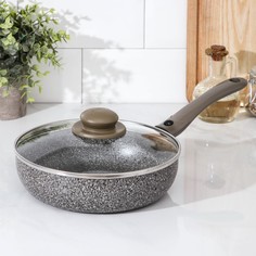 Сковорода Onyx, d=22 см, съёмная ручка, стеклянная крышка No Brand