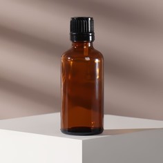 Бутылочка стеклянная для хранения, с капельным дозатором, 50 мл, цвет чёрный/коричневый Onlitop