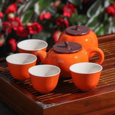 Набор для чайной церемонии «Оранж», 6 предметов: чайник 150 мл, чахай, 4 чашки 30 мл No Brand