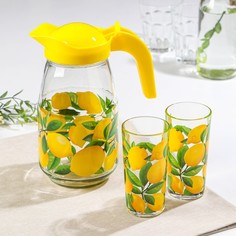 Набор питьевой Лимон, кувшин+2 стакана, 1500/230 мл No Brand