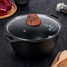 Кастрюля Granit ultra, 4 л, стеклянная крышка, антипригарное покрытие Kukmara