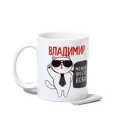 Кружка «Владимир» кот в галстуке, 320 мл No Brand