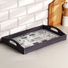 Поднос деревянный для завтрака "Кофемания" 43х27,5х7 см Дарим Красиво