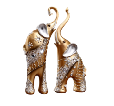 Сувенир полистоун "Золотистые слоны с белыми стразами" набор 2 шт 28,5х21х8,3 см Sima-Land