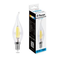 Лампочка светодиодная FERON арт.38233, LB-67, 7W, 230V, E14 6400К, свеча, уп. 5 шт.
