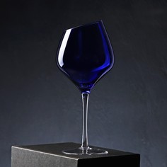 Бокал для вина Magistro «Иллюзия», 540 мл, 10?24 см, ножка прозрачная, цвет синий