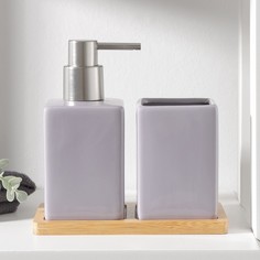 Набор для ванной комнаты SAVANNA Square, 2 предмета дозатор для мыла, стакан, подставка No Brand