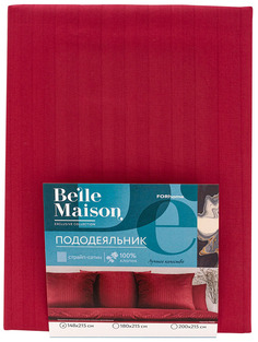 Пододеяльник Belle Maison Palermo полутораспальный страйп-сатин 148x215 см бордовый No Brand