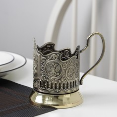 Подстаканник «Герб РФ», стакан d=6,1 см, латунный Кольчугинский мельхиор