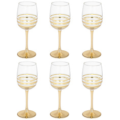 Набор из 6 штук Фужер для вина Lefard Line gold 420мл стекло 194-832_