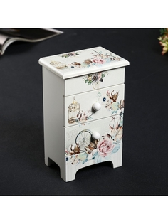 Шкатулка дерево 3 ящика "Романтичный букет" 18,5х11,7х7,5 см Sima-Land