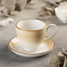 Чайная пара «Гелакси», чашка 200 мл, блюдце d=13 см, цвет бежевый No Brand