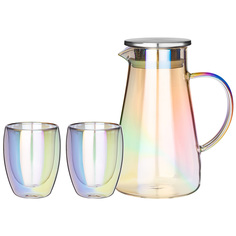 Набор из 3 предметов Agness Rainbow кувшин 1.2л стаканы 350мл стекло 887-182_