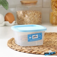 Контейнер пищевой RICCO, 500 мл, 12,2?12,2?6,2 см квадрат, цвет голубой