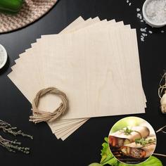 Гриль-бумага из древесины, 20?18 см, 8 шт/уп, клен No Brand