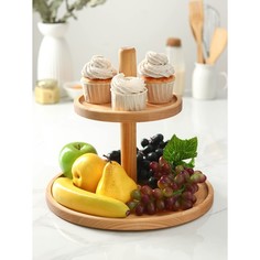 Двухъярусная подставка Adelica, d=32?20?1,8 см, высота 27 см, массив берёзы, пропитано мас