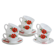 Сервиз чайный Доляна «Бархатная роза», 12 предметов: чашка 200 мл, блюдце d=14 см, цвет бе
