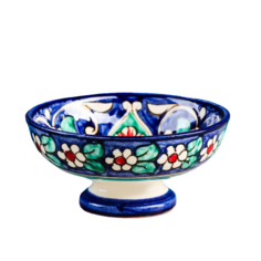 Конфетница Риштанская Керамика Цветы, 12 см, синяя Shafran