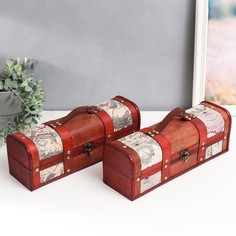 Шкатулка дерево под бутылку Старинная карта 12,5х34х11 см No Brand