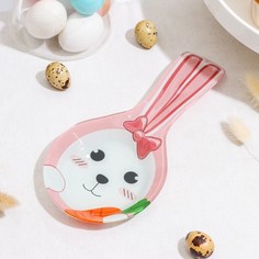 Подставка под ложку Доляна Зайка и морковка, цвет розовый