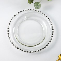 Тарелка десертная «Орбита», d=21 см, цвет серебряный No Brand