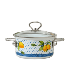 Кастрюля Доляна «Лимоны», 1,9 л, стеклянная крышка, индукция, цвет белый