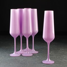 Набор бокалов для шампанского «Сандра», 200 мл, 6 шт, цвет сиреневый Crystal Bohemia