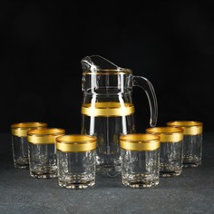 Набор питьевой с золотой каймой «Ампир», 7 предметов: кувшин 1,34 л, стаканы 250 мл, 6 шт АС ДЕКОР