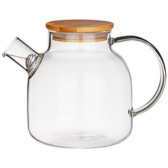 Чайник заварочный Agness Native 1200мл стекло крышка бамбук 250-155_