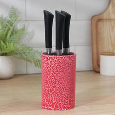 Подставка для ножей с наполнителем «Красный разлом», 14?9 см, soft-touch, цвет красный No Brand