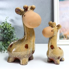 Сувенир керамика "Пятнистые жирафики" набор 2 шт 17х8х10 25х10х14 см No Brand