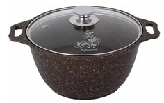 Кастрюля, 3 л, стеклянная крышка, антипригарное покрытие, цвет кофейный мрамор Kukmara