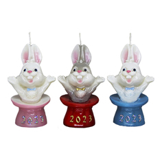 Свеча праздничная фигурная KR Кролик в цилиндре 6x10,5 мм в ассортименте Kukina Raffinata