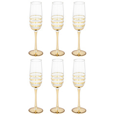 Набор из 6 штук Бокал для шампанского Lefard Line gold 175мл стекло 194-831_