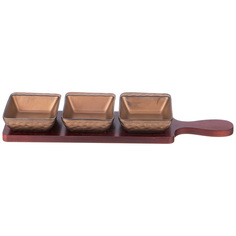 Набор из 3 штук Соусник Bronco Bronze 10.5х8х2.5см на подставке 34х9х1см 474-183_