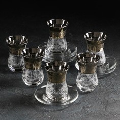 GiDGLASS Сервиз чайный с напылением «Барокко» 12 предметов: стакан чайный 160 мл, 6 шт, бл