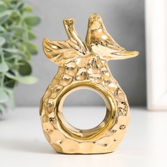 Сувенир керамика "Птица на груше" золото 6,8х3,7х10,3 см No Brand