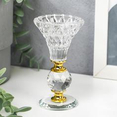 Подсвечник стекло на 1 свечу "Вазон с хрустальным шаром" 11х6х6 см No Brand