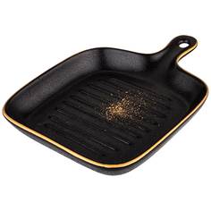 Набор из 4 штук Блюдо с ручкой Bronco Midnight gold 24х17.5х3см, фарфор (42-371_4)