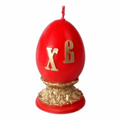 Свеча декоративная фигурная Пасхальное яйцо 7,5 см красная No Brand