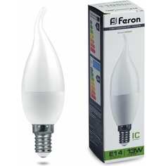FERON Лампа светодиодная LB-970, 13W, 230V E14 4000K свеча на ветру 38113