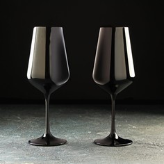 Bohemia Crystal Набор бокалов для вина «Сандра», 450 мл, 2 шт, цвет чёрный